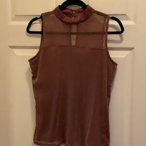 Sheer shimmering rose Sleeveless Top